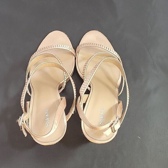 STYLE & CO MULTI-STRAP ADJUSTABLE BUCKLE ANKLE RHINESTONES EMBELLISHMENTS SANDAL - Picture 6 of 11